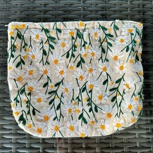 Large Floral Embroidered Cosmetic Bag